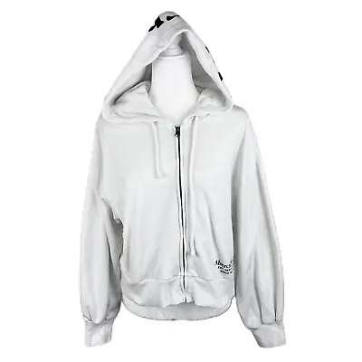 Buy Abercrombie & Fitch Sweater Women Large White Zip Up Balloon Sleeve Hoodie • 16.54£