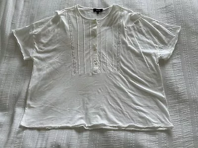 Buy Me + Em White Cotton Jersey Oversize T Shirt Top Size 12 Button Bust TINY HOLE • 15.99£