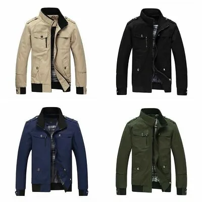 Buy Mens Autumn Army Military Bomber Jacket Blazer Coats Top Male Outerwear Overcoat • 40.26£