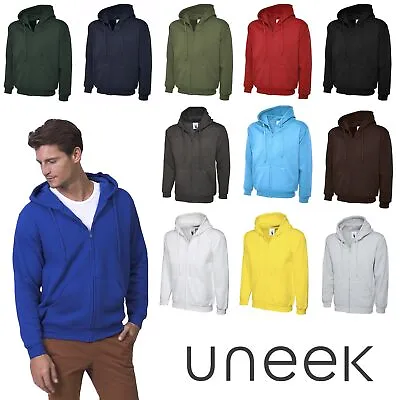 Buy UNEEK Mens Womens Full Zip Hooded Heavyweight Sweatshirt Casual Hoodie Top UC504 • 17.95£