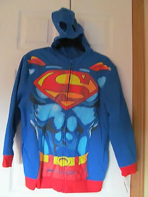 Buy NWT Boy's DC Comics SUPER MAN MASK Zip Up HOODIE Size Large 10/12 Fleece • 9.44£