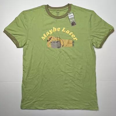 Buy Pusheen Maybe Later Sloth Shirt Large Green Ringer Tee Box Exclusive Lazy L • 17.91£