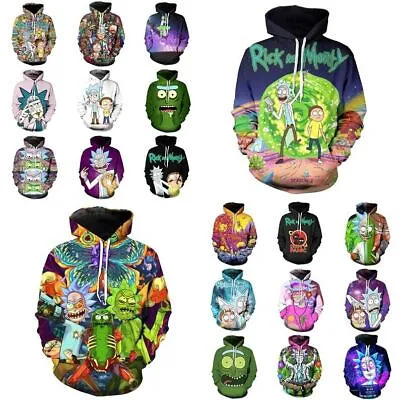 Buy Unisex Rick And Morty 3D Hoodies Sweatshirt Hooded Top Pullover Jumper Xmas Gift • 14.35£