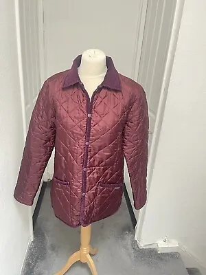 Buy Ladies Lavenham Quilted Jacket Burgundy Cord Collar And Edging Dark Red Size M • 30.34£