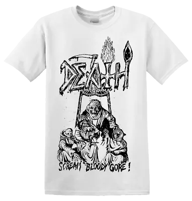 Buy DEATH - 'Scream Bloody Gore' Line Art T-Shirt (White) • 24.13£