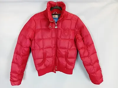Buy Ladies Tommy Hilfiger Denim Feather Down Puffer Jacket Size M, Red, Short • 19.99£