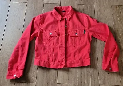 Buy BNWOT Ladies Red Benetton Denim Jacket Size M • 30£