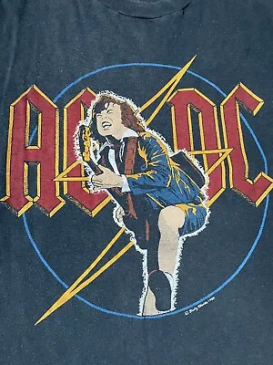 Buy AC/DC Back In Black Tour Shirt Original 1980 Vintage Monsters Of Rock Donington • 150£