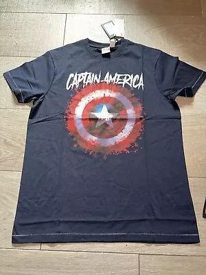 Buy Official Captain America Navy  T Shirt Size Medium BNWT • 7.99£