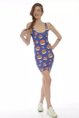 Buy Pokemon Ball Womens Above Knee Length Dress Blue Available Sizes S And M • 29.60£