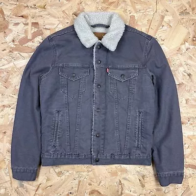 Buy Levi’s Denim Sherpa Jacket Size Small Grey • 29.95£