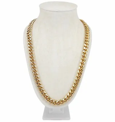 Buy Men's Miami Cuban Link Chain Necklace Box Lock 24 , 26 , 30  14k Gold Plated • 28.34£