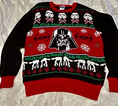 Buy Star Wars Christmas Sweater Darth Vader Mens Sweater 2xl Red. Black Green • 20.84£