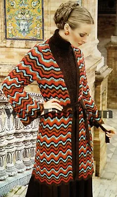 Buy Knitting Pattern 1970s Chevron Jacket/Cardigan & Bishop Sleeved Sweater. 32- 40  • 1.80£