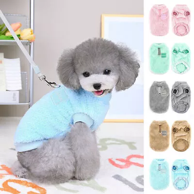 Buy Pet Fleece Clothes Puppy Dog Jumper Sweater Small Yorkie Cat Coat Vest&Lead Ring • 6.89£