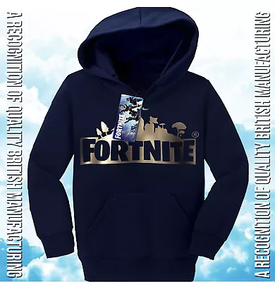 Buy Fortnite Quality Cotton Hoodie Black & Navy Kids & Boys Men T-shirts And Jumpers • 10.99£