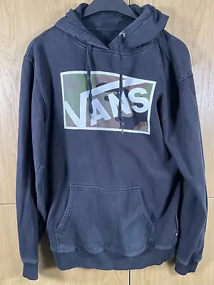 Buy Black Vans Small Hoodie With White Writing And Camo Box 21” Pit To Pit • 19.99£