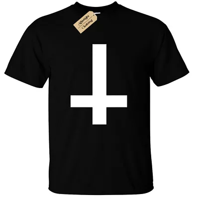 Buy Inverted Cross Mens T-Shirt Black Goth Rock • 11.95£