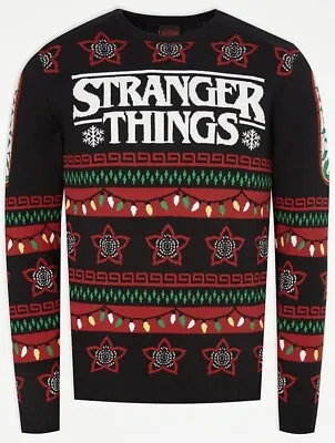Buy Stranger Things Official Adults Christmas Lights Jumper Demogorgon Size 2XL NEW • 38.99£