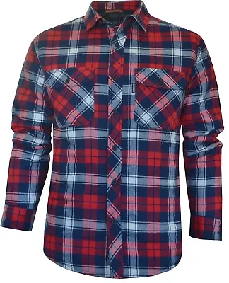 Buy Mens Padded Lumberjack Shirt Jacket Quilted Lined Flannel Check With 4 Pockets • 16.95£