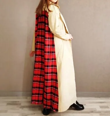 Buy Ladies Jacket   Red Tartan Check Classic Urban Street Camel Trench  Coat  16 • 54£