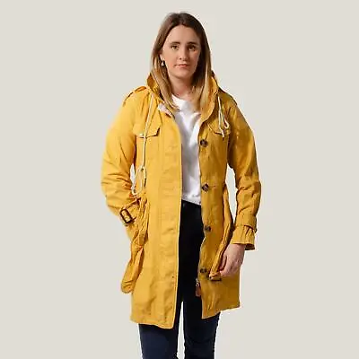 Buy Womens Yellow Utility Trench Coat Jacket Belted Sleeve Tabs Pocket Tabs • 24£