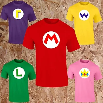 Buy Mario Bros KIDS T-Shirt Luigi Wario Waluigi Peach Logo Retro Gaming T-Shirt • 10.45£