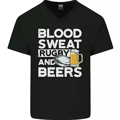 Buy Blood Sweat Rugby And Beers Funny Mens V-Neck Cotton T-Shirt • 11.99£
