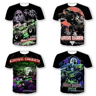 Buy Men Women Grave Digger T-shirt Monster Truck Racing Casual Short Sleeve Top Tee • 7.99£