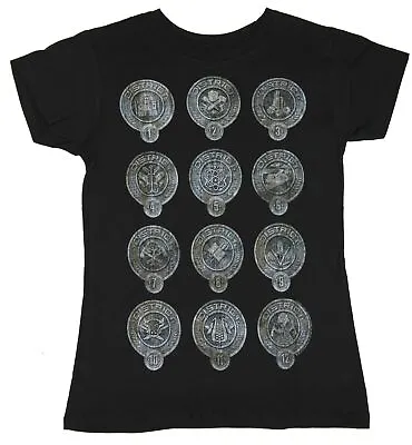 Buy The Hunger Games Girls Juniors T-Shirt - Stone Circles Of All 12 Districts Pic • 10.42£