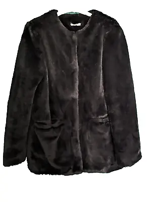 Buy La Redoute Ladies Black Lined Teddy Bear Fleece Jacket Coat Womens Size 8 'd91 • 7.99£