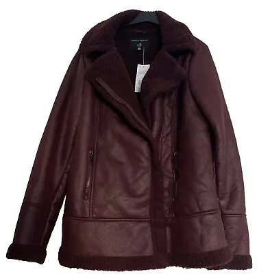 Buy Dorothy Perkins Womens Aviator Jacket Fleece Lined UK Size 16 Burgundy New Tags • 29.99£