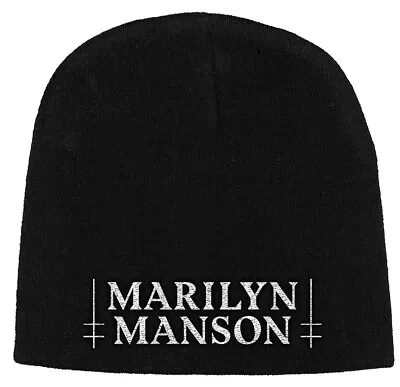 Buy Marilyn Manson Logo Black Beanie Hat NEW OFFICIAL • 17.99£
