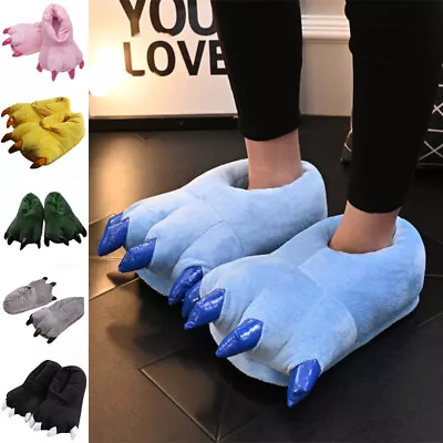 Buy Unisex Adult Kids Animal Full Cover Slippers Claw Paw Plush Funny Slip On Shoes • 10.13£