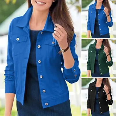 Buy UK Womens Denim Jackets Long Sleeve Slim Fit Jeans Jacket Ladies Coat Cardigan • 15.99£