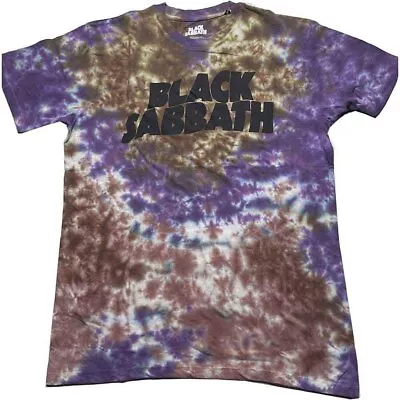 Buy Black Sabbath 'Wavy Logo' Purple / Brown Dye Wash T Shirt - NEW • 15.49£