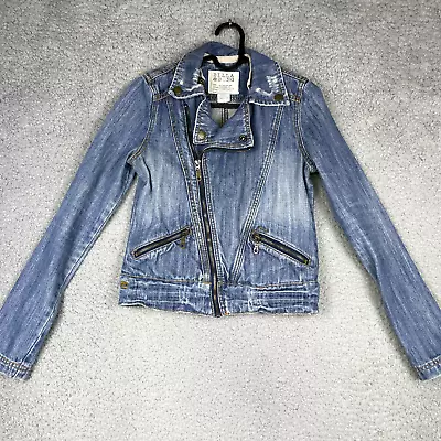 Buy Billabong Denim Jean Jacket Full Zip Distressed Punk Rock Womens Size Small • 28.49£