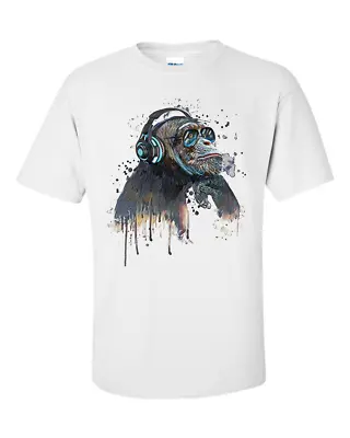Buy DJ Chimpanzee Headphones Chimp Monkey T-Shirt • 12.95£