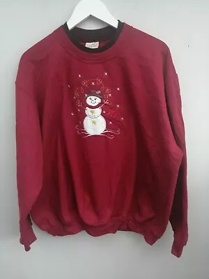Buy Vintage Top Stitch Morning Sun Christmas Jumper Sweater Snowman Size 2XL  • 24.99£