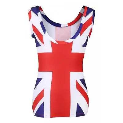Buy Ladies Union Jack All Over Vest T-Shirt   UK Seller • 7.99£