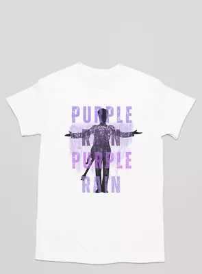Buy Prince Music Purple Rain Print Unisex Short Sleeve White T-Shirt Sizes S/XL • 10.99£