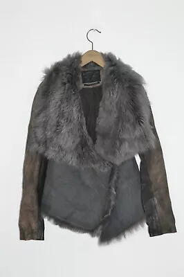 Buy *STUNNING* AllSaints Ladies MURES Sheepskin Shearling Leather Jacket UK8/6 US4/2 • 99.99£