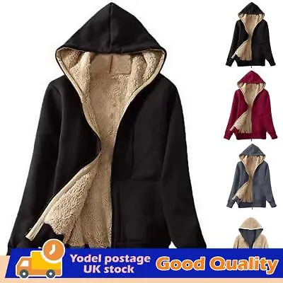 Buy Womens Fur Lined Hoodie Jacket Coat Ladies Zip Up Winter Warm Fleece Sweatshirt • 13.79£