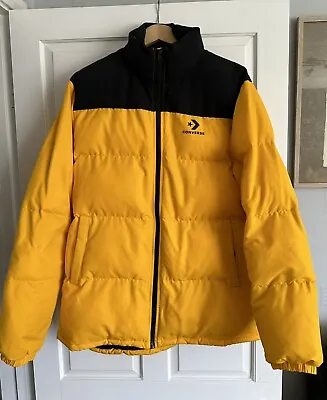 Buy Men’s Converse Yellow And Black Puffer Jacket Size Large Coat • 60£