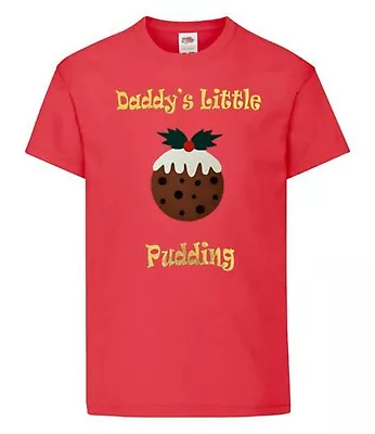 Buy Kids Daddy's Little Pudding Metallic And Flocked Christmas Festive T Shirt • 8.95£