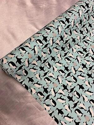 Buy 1 Mtr Rose And Hubble Sea Blue Penguin Print 100% Cotton Fabric..45”wide • 10.75£