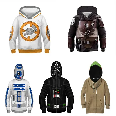Buy Star Wars The Mandalorian Baby Yoda Kids Hoodie Jacket Coat Sweatshirt Costumes • 10£
