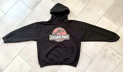 Buy Jurassic Park Mens Logo Hoodie Jumper Black XL Gildan Pocket Sweater Retro Black • 24.99£