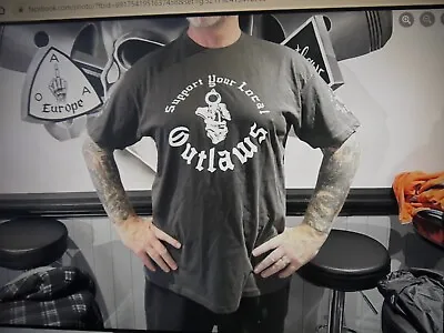 Buy Official Support Your Local OUTLAWS MC SYLO T-SHIRT UNISEX 2xl Biker Grey  • 20£