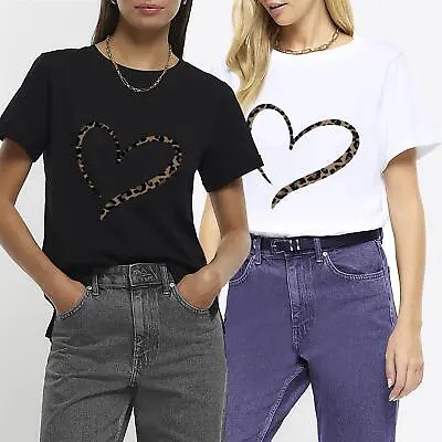 Buy Ladies Womens Oversized Baggy Fit Short Sleeve Slogan Leopard Print T-Shirt Top • 10.49£